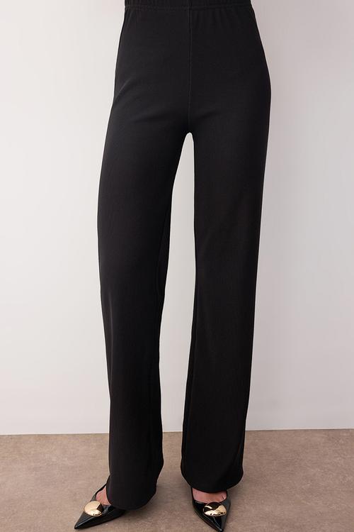 Knitted Bottom Top Set - Black