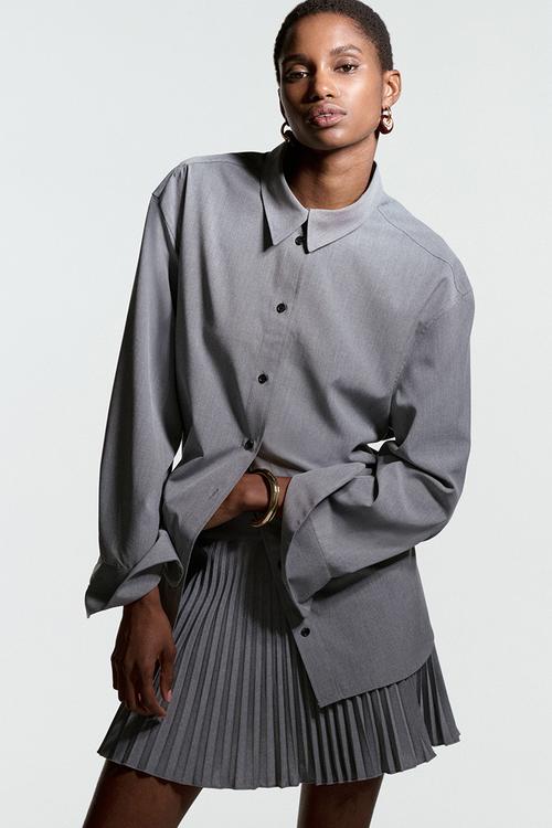 Pleated mini skort - grey