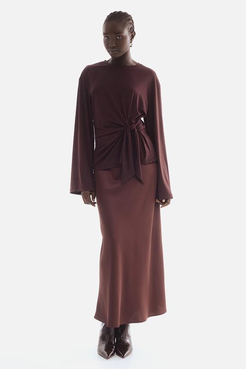 Tie-detail top - burgundy 