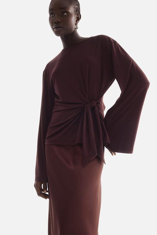 Tie-detail top - burgundy 
