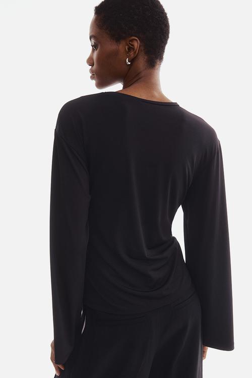 Tie-detail top - black