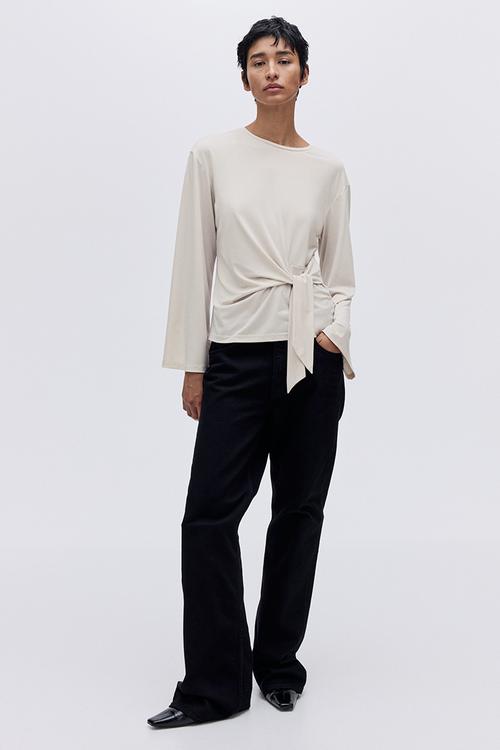 Tie-detail top - light beige