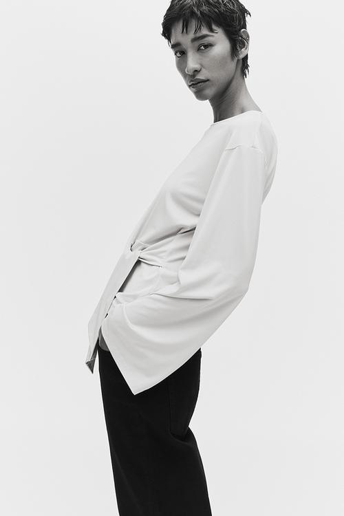 Tie-detail top - light beige