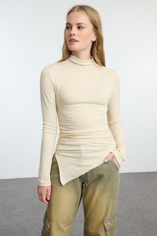 Turtleneck top - light beige - 1197544003