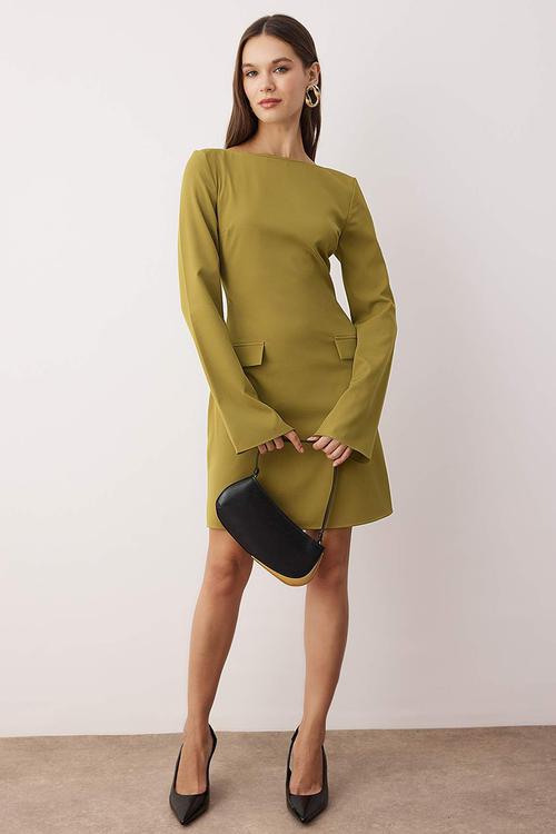 Mini Woven Dress - Oil Green