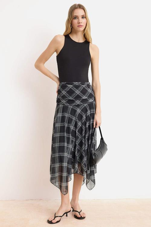 Skater Asymmetrical Knitted Skirt - Multicolor