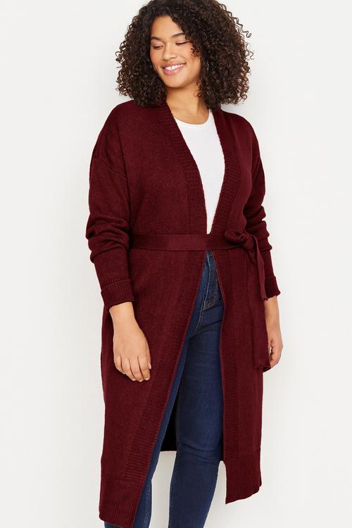 Oversize Loose Fit Knitwear Cardigan - Plum