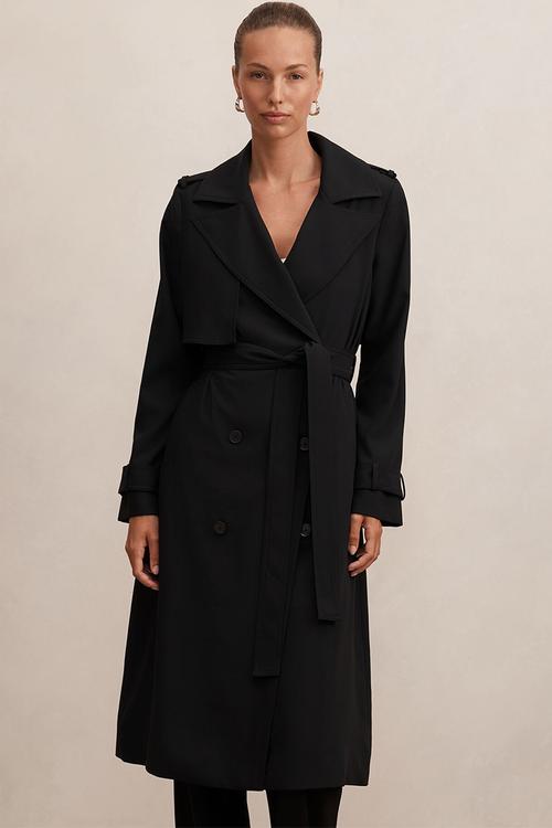 Cameron soft trench coat in black