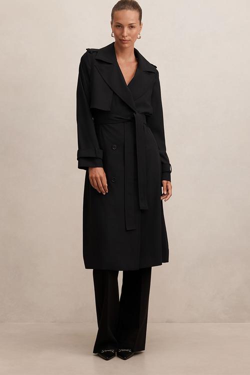 Cameron soft trench coat in black