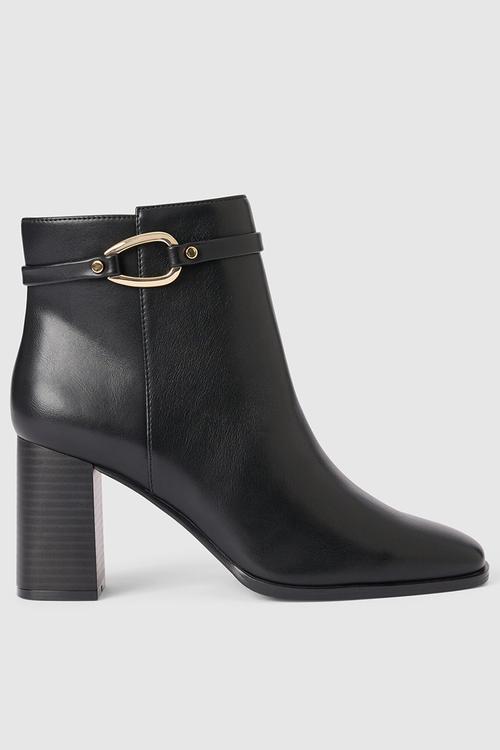 Rosanna hardware trim heeled ankle boot in black