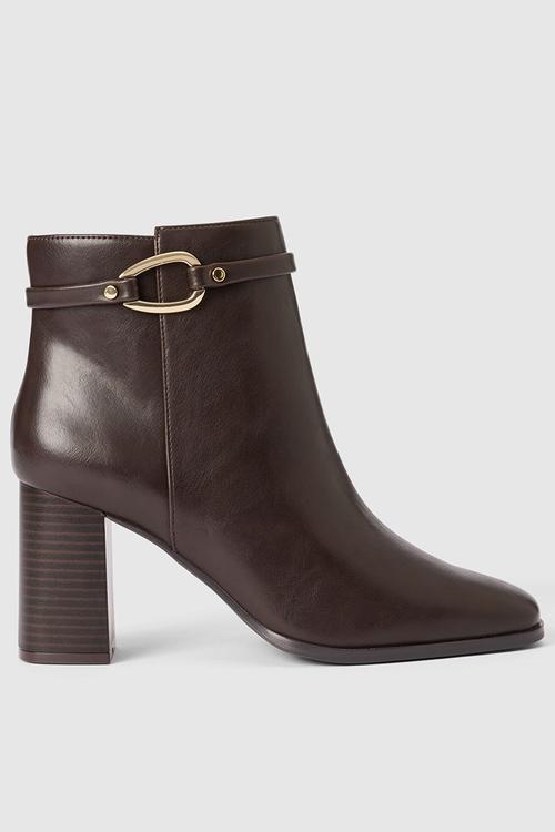 Rosanna hardware trim heeled ankle boot in chocolate brown