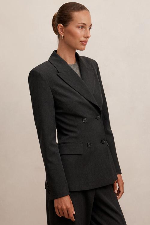 Samantha waisted suit blazer in charcoal