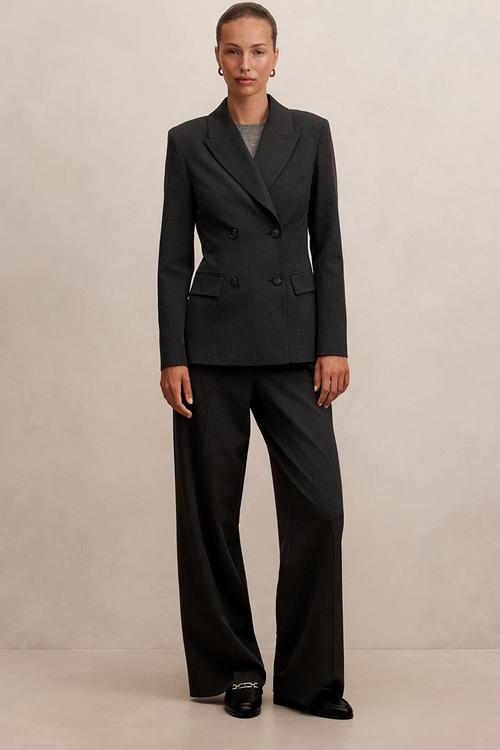 Samantha waisted suit blazer in charcoal