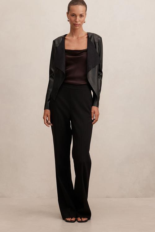 Chloe pu waterfall jacket in black