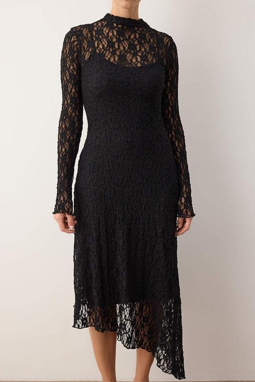 Plain Maxi Knitted Dress - Black
