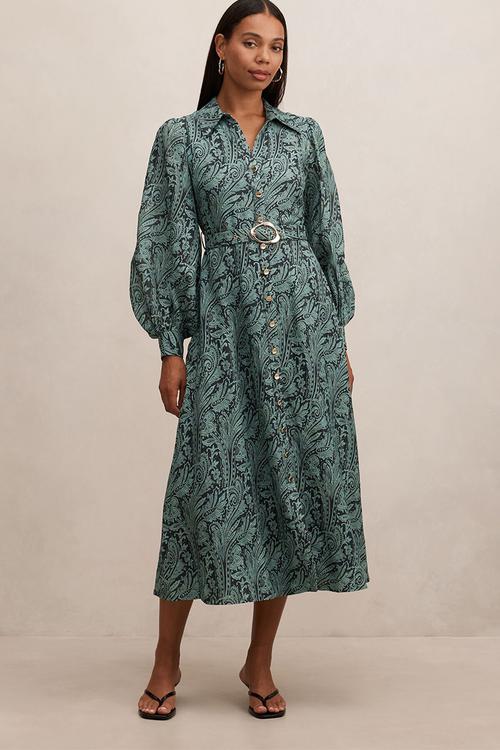 Hazel shirt midi dress in nami paisley