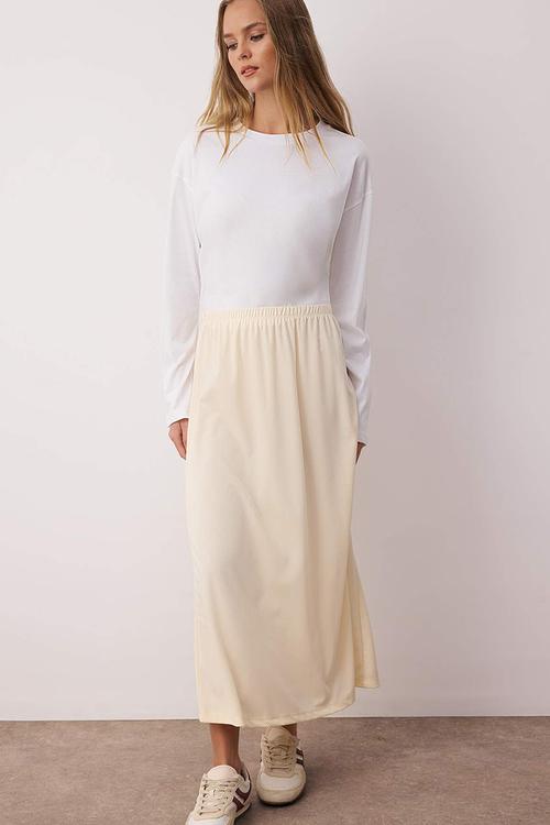 Knitted Lined Skin Skirt - White