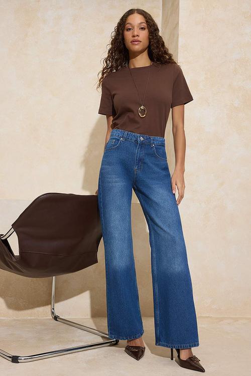Wide Leg Jeans - Dark Blue