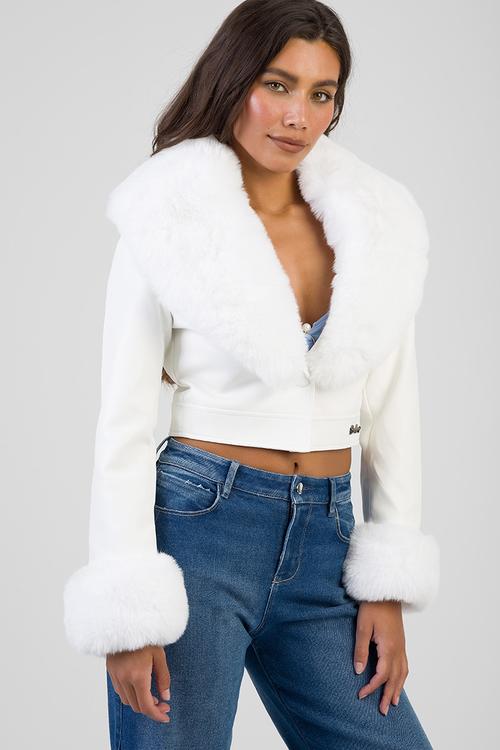Vikki Faux Fur Jacket  - White