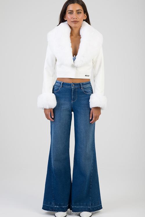 Vikki Faux Fur Jacket  - White