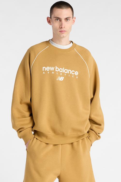 New Balance Linear Graphic Brushed Fleece Crew - Brown