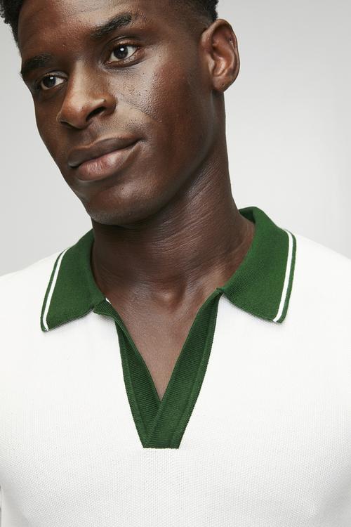 Varsity flatknit polo - egret