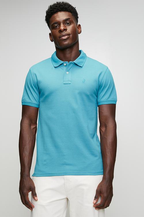 Carter Essential Pique Short Sleeve Golfer - Turquoise
