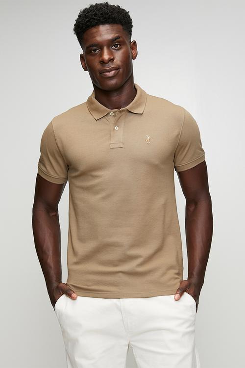 Carter Essential Pique Short Sleeve Golfer - Taupe