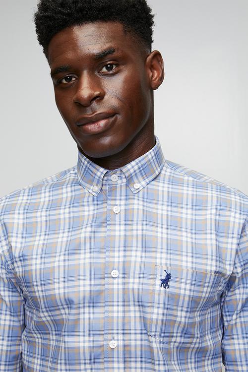 Yang Small Check Long Sleeve Shirt - Blue