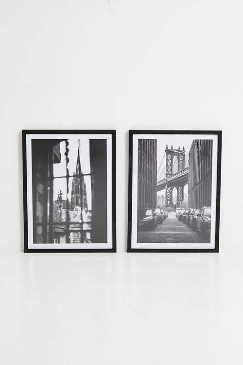 Greyscale Vista  Set of 2 - Black Frame