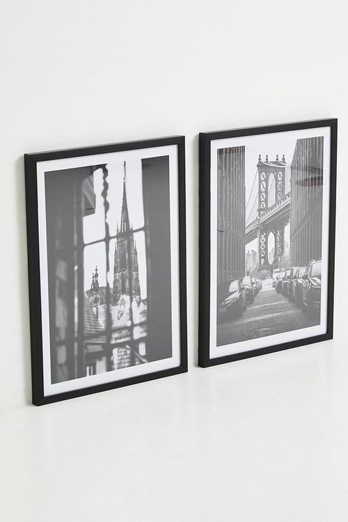 Greyscale Vista  Set of 2 - Black Frame