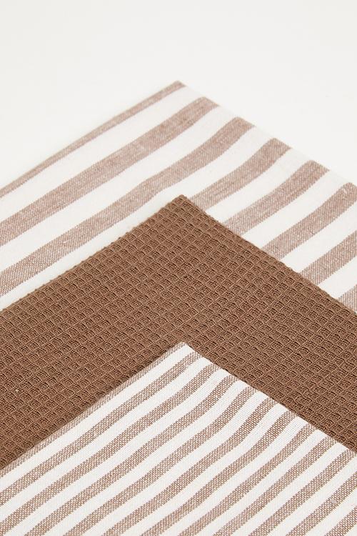 Stripe kitchen towel set of 3 - Choc