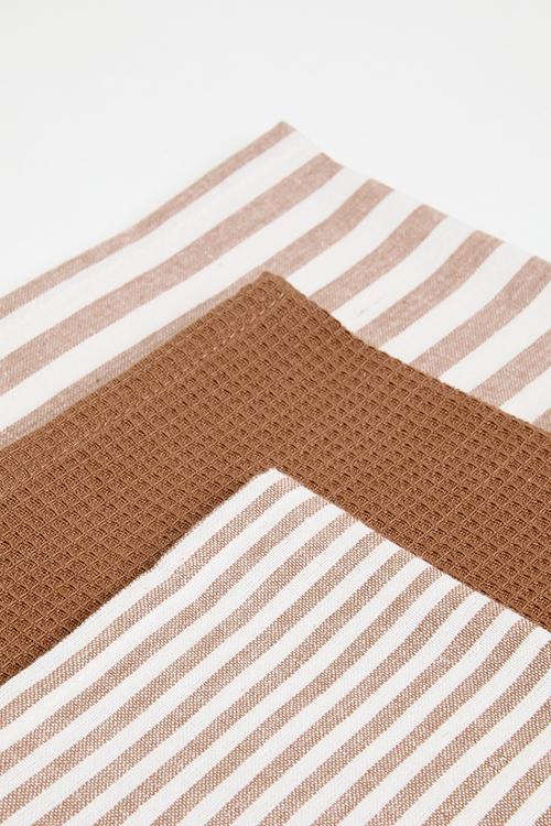 Stripe kitchen towel set of 3 - Sand