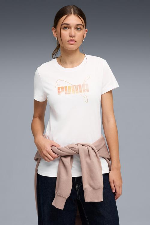 Ess Logo Lab Metallic Tee We-P - Puma White-Puma Silver