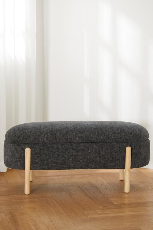 Gianna Storage Ottoman - Charcoal