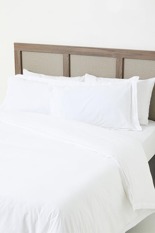 Cotton Percale Pleated Oxford Duvet Cover Set White
