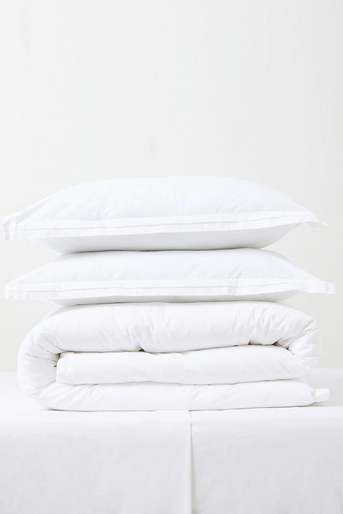 Cotton Percale Pleated Oxford Duvet Cover Set White