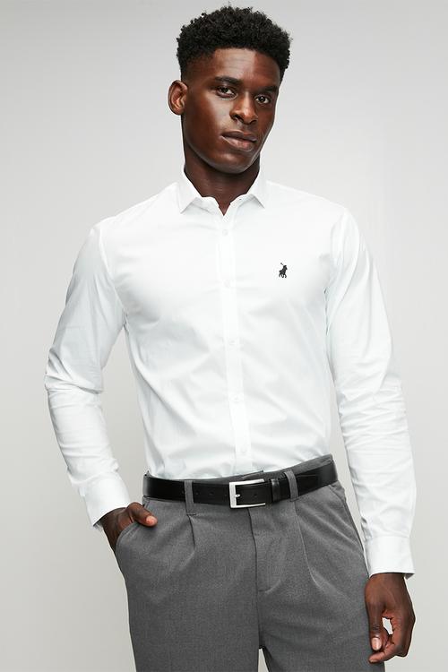 Men christian ls slim shirt - white