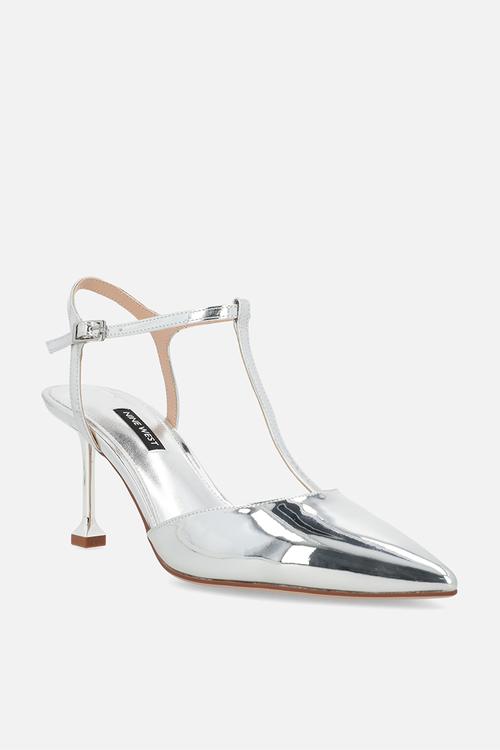 Esperance ankle strap heel - silver