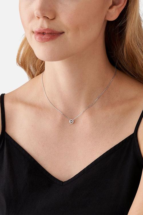 Premium Kors MK Sterling Silver Logo Pendant Necklace MKC1726CZ040 - Silver
