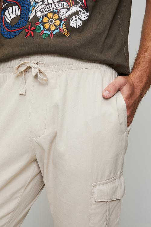 Cotton Twill Cuff Pant - Stone
