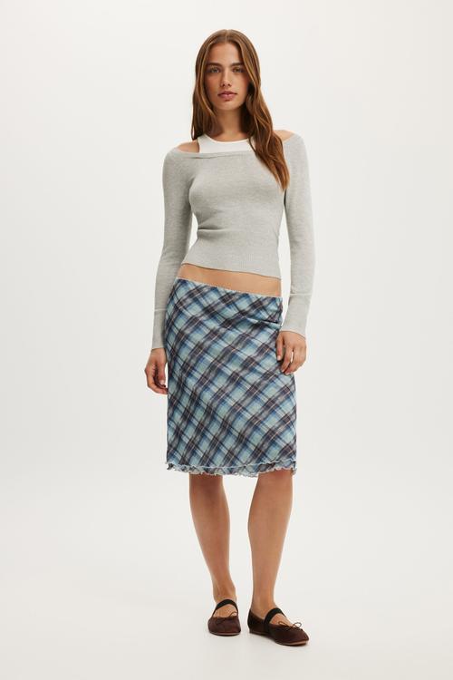 Molly slip skirt - mila asym check cosmic star