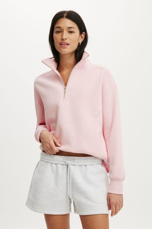 Plush Half Zip Sweatshirt - Cherry Dream