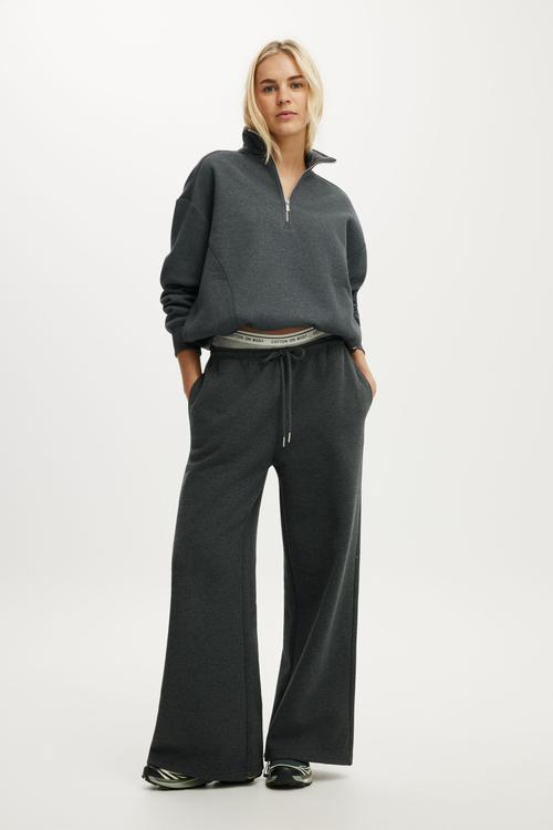 Plush Half Zip Sweatshirt - Dark Grey Marle