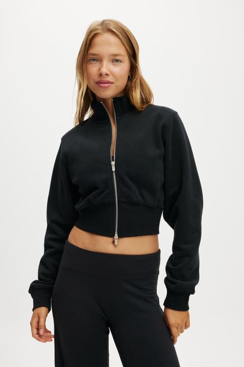Plush Fitted Zip Through - Black