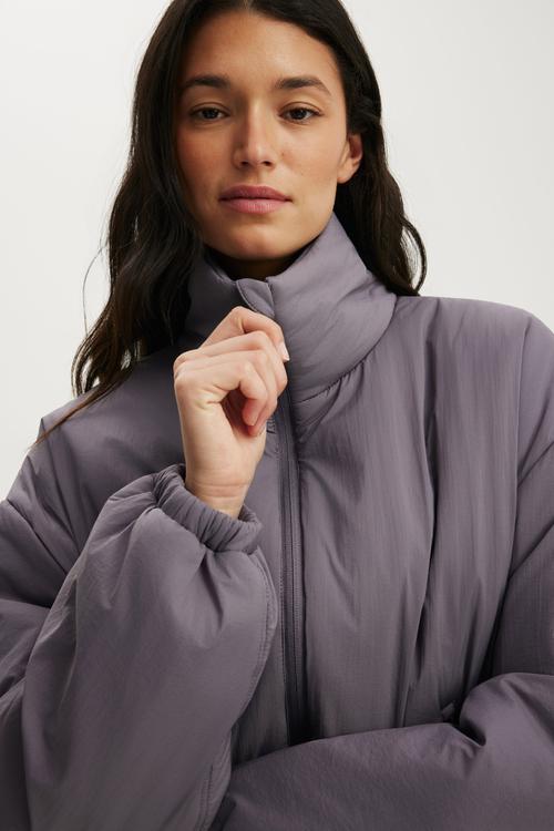 Ultra Light Padded Bomber Jacket - Violet Grey