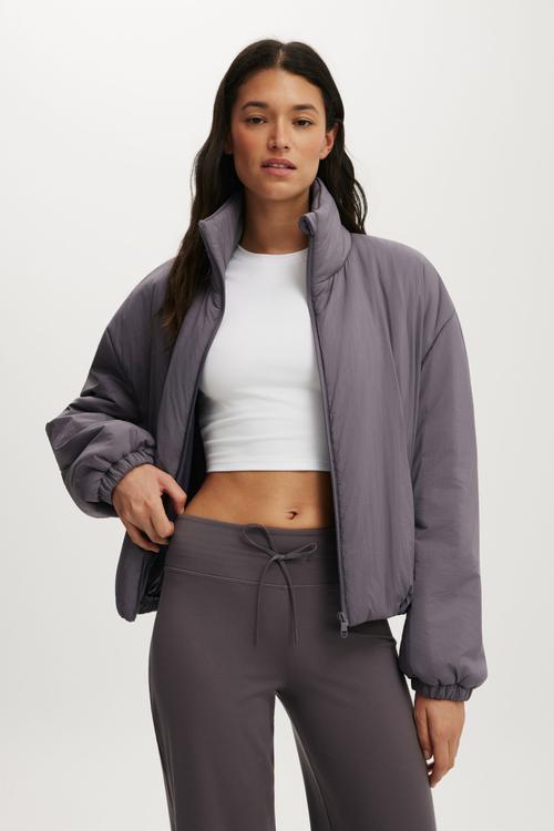 Ultra Light Padded Bomber Jacket - Violet Grey