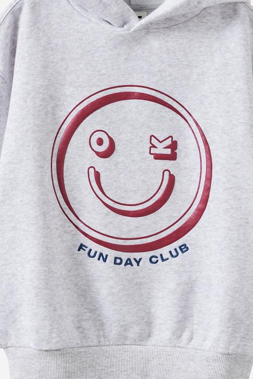 Sammy Oversized Hoodie - Grey Marle/Fun Day Club
