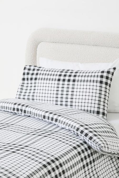Cotton Blend Winter Check Duvet Set - White