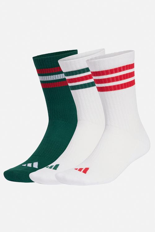 Ess 3 Stripes Cushioned Crew Sock 3pk- dark green/white/scarlet